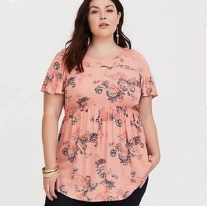 Torrid Chiffon Coral Keyhole Tunic